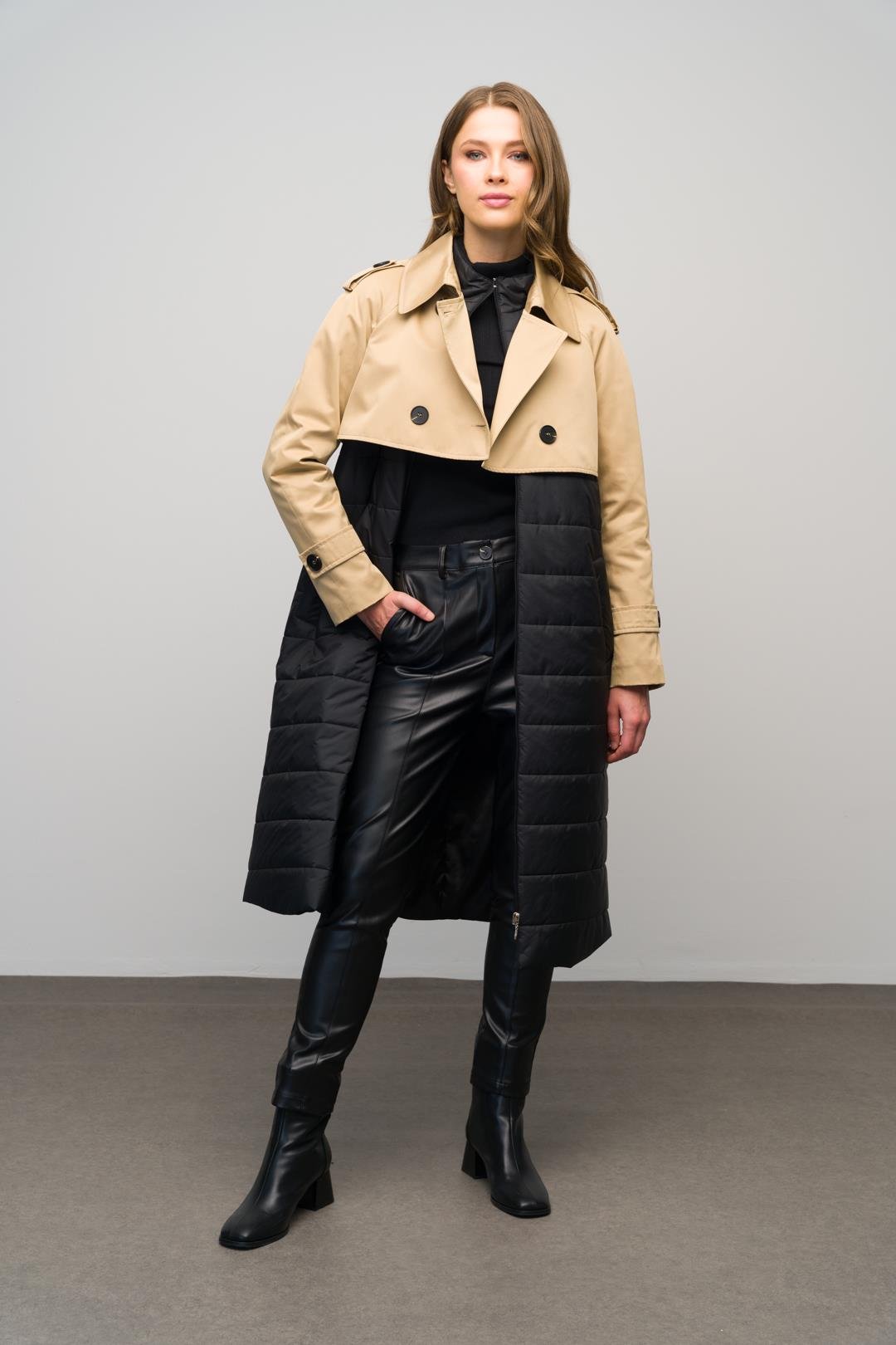 Quilted Combined Water Repellent Trench Coat CAMEL 6619