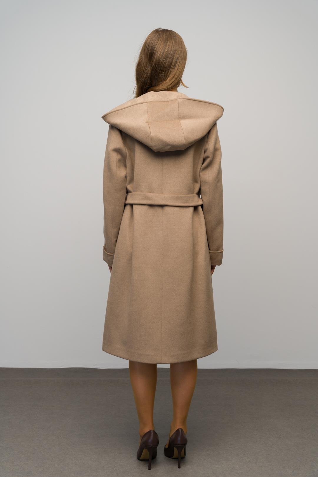 Kapüşonlu Broş Detaylı Kaşmir Kaban K. KAMEL 3049