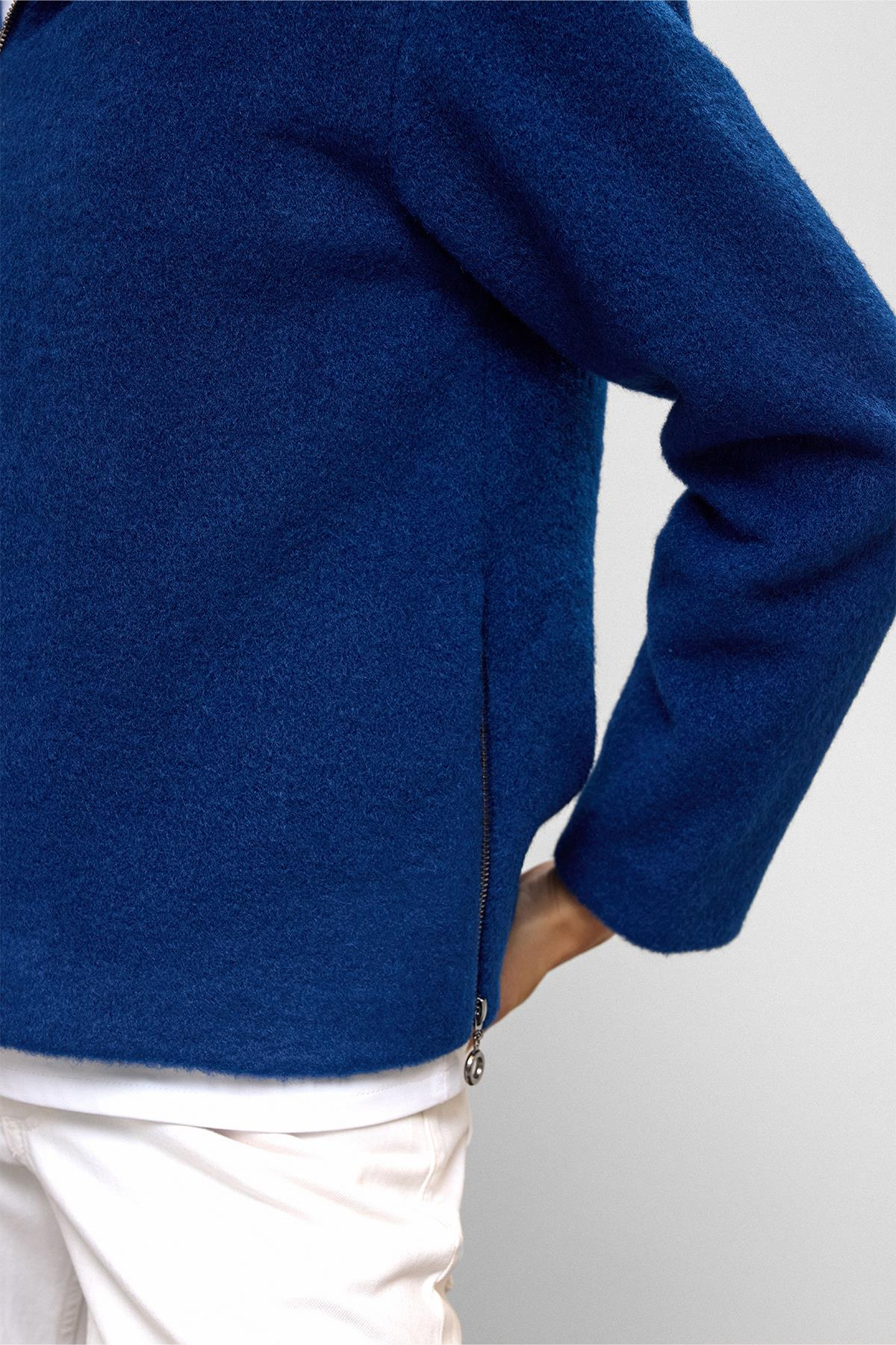 Kapüşonlu Fermuar Detaylı Oversize Kısa Kaban SAKS 3130