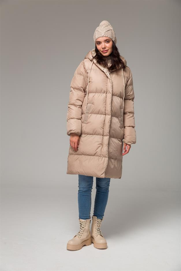 Kapüşonlu Fermuar Kapamalı Şişme Mont TAŞ 6225