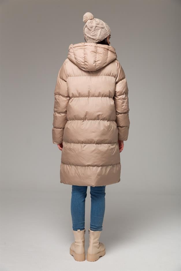 Kapüşonlu Fermuar Kapamalı Şişme Mont TAŞ 6225