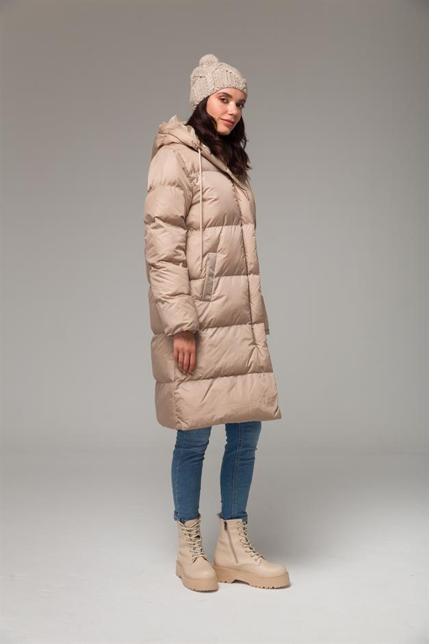 Kapüşonlu Fermuar Kapamalı Şişme Mont TAŞ 6225