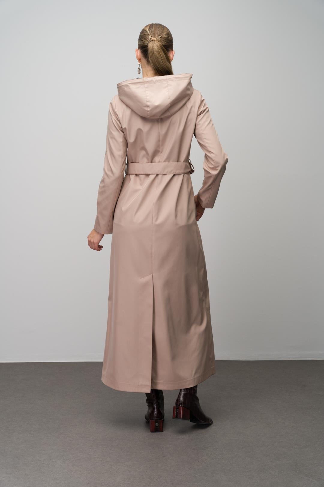 Kapüşonlu Garni Detaylı astarlı Trenç Pardesü A.KAMEL 4297