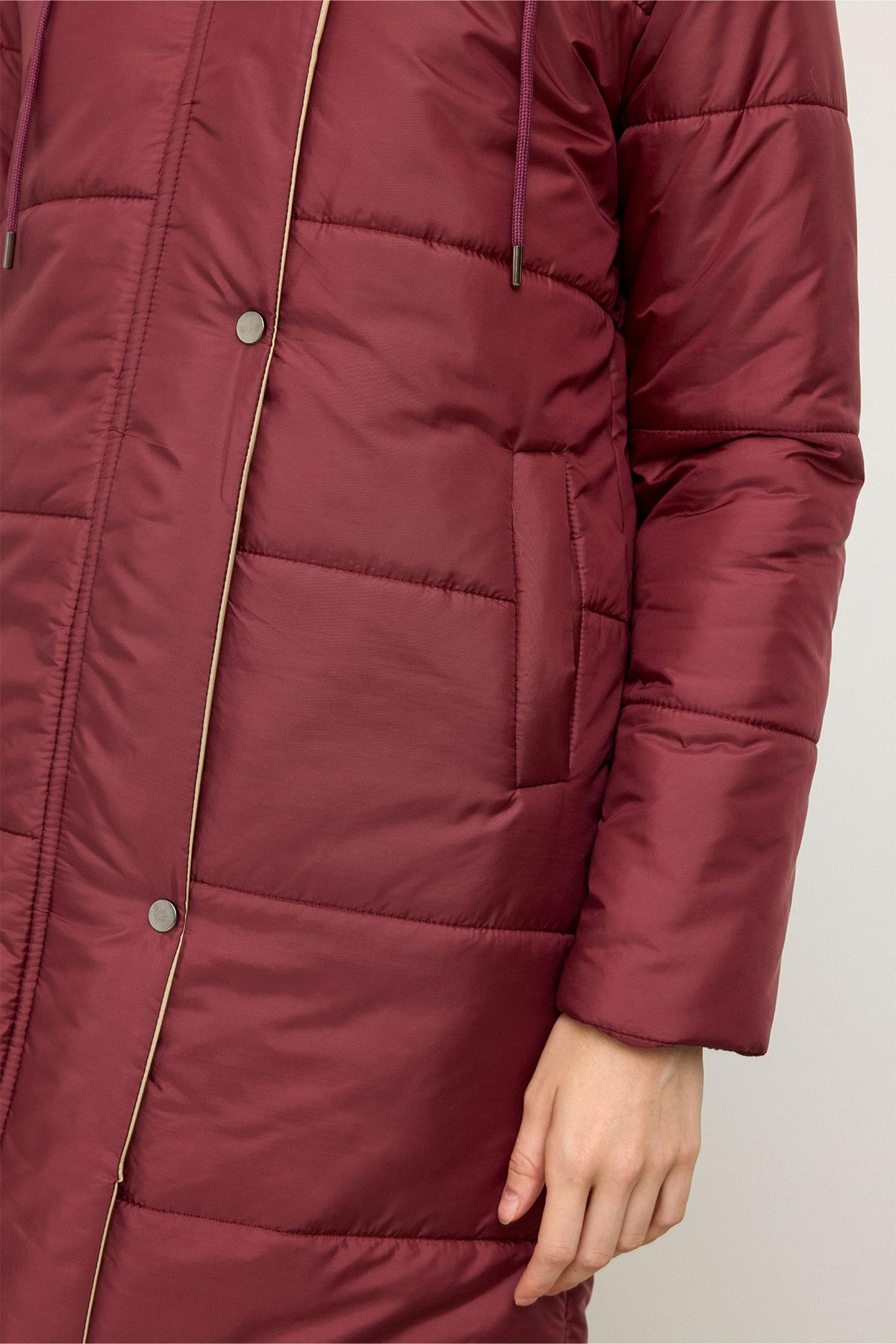 معطف غارني مبطن بغطاء للرأس ومفصل حافة 6782