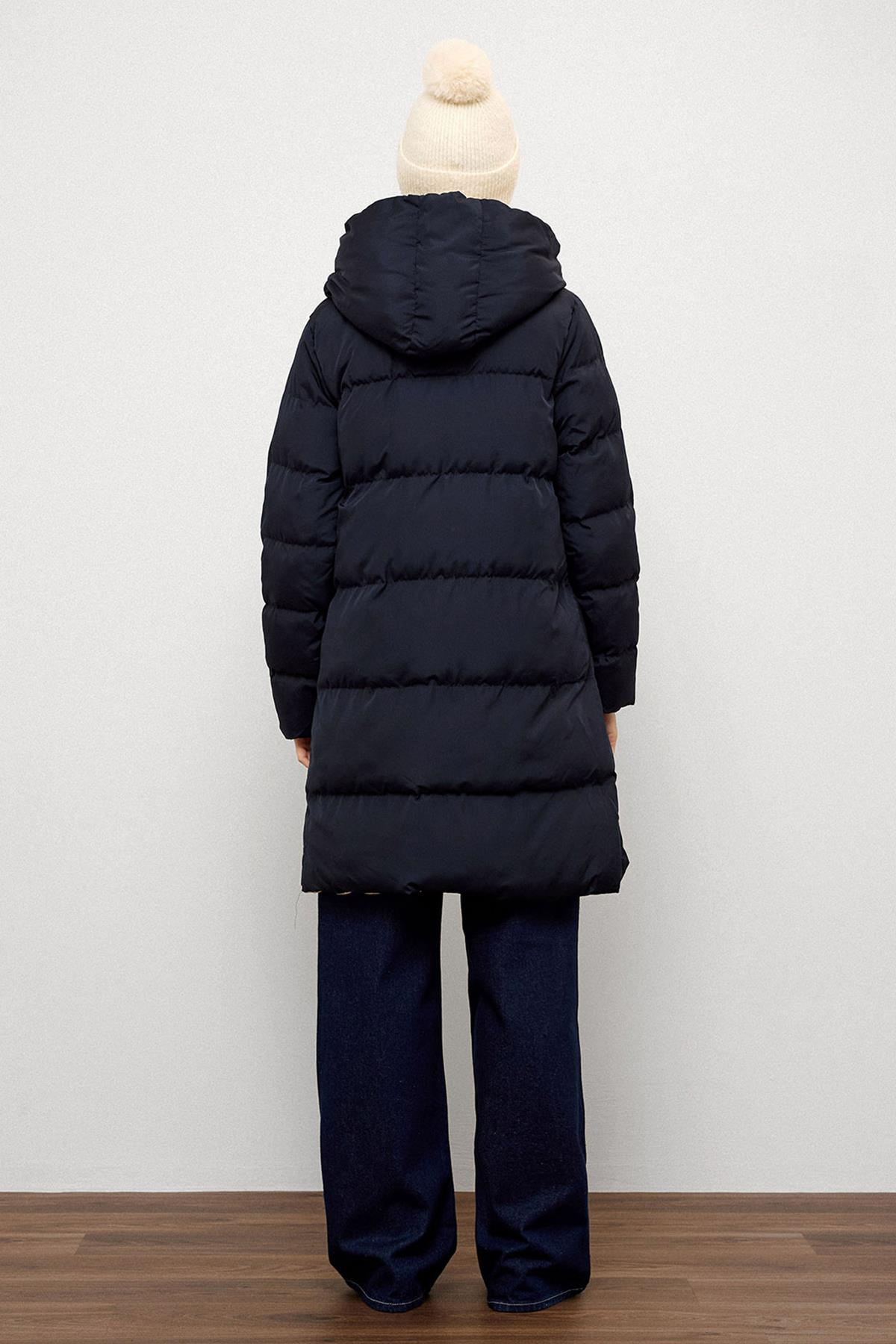 Kapüşonlu İki Renkli Çift Taraflı Şişme Mont LACİ-TAŞ 5371