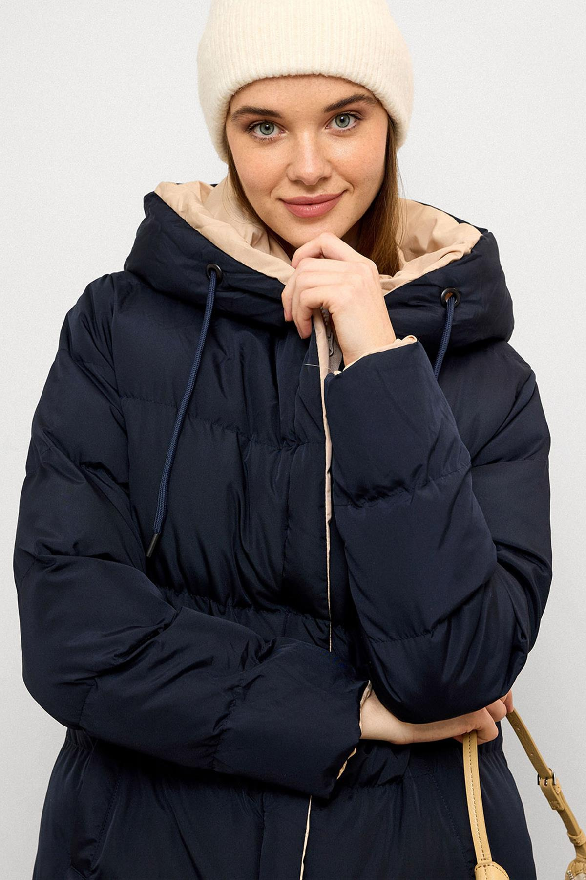 Kapüşonlu İki Renkli Çift Taraflı Şişme Mont LACİ-TAŞ 5371