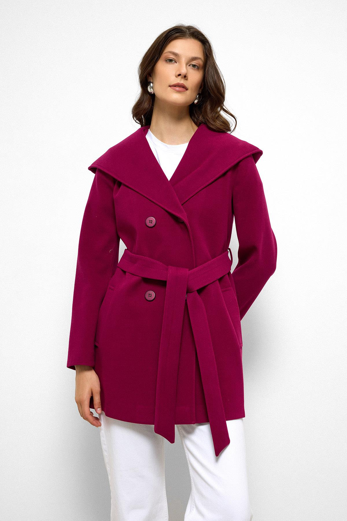 Kapüşonlu Kruvaze Kısa Kaban FUŞYA 3103