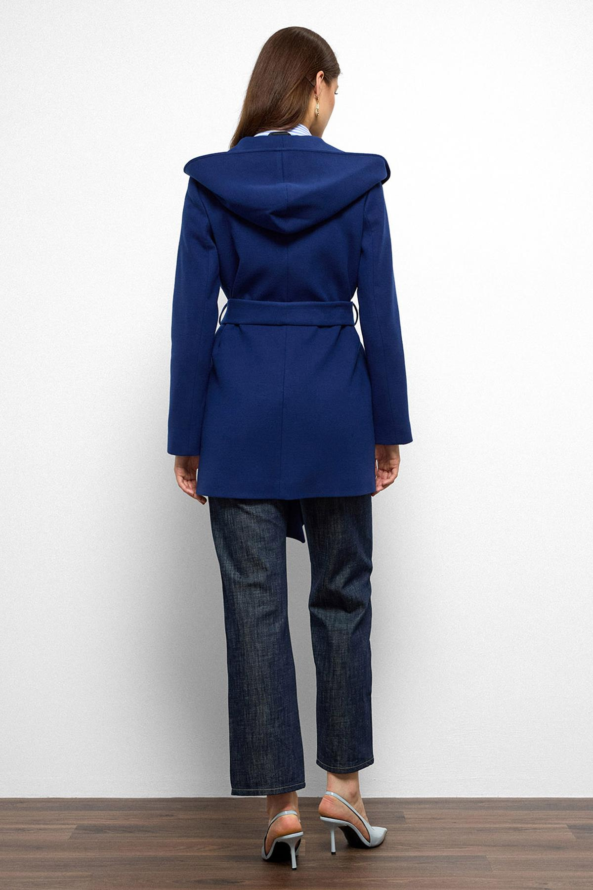 Kapüşonlu Kruvaze Kısa Kaban SAKS 3103