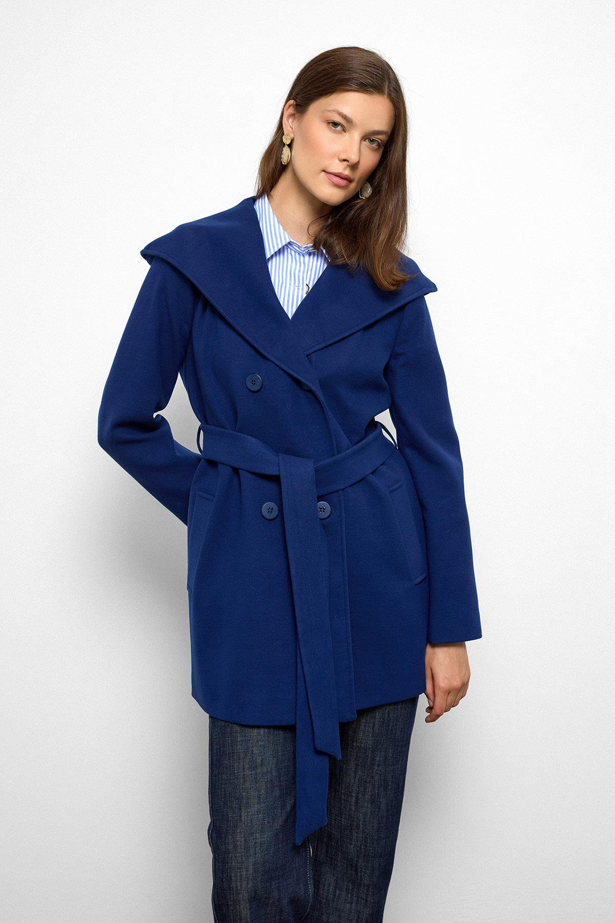 Kapüşonlu Kruvaze Kısa Kaban SAKS 3103