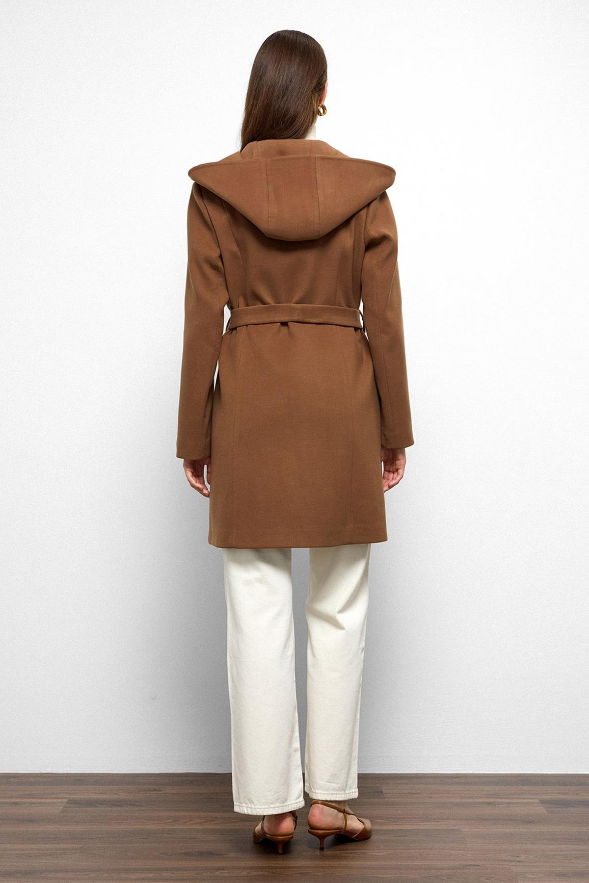 Kapüşonlu Pelerin Detaylı Kaban TABA 3109