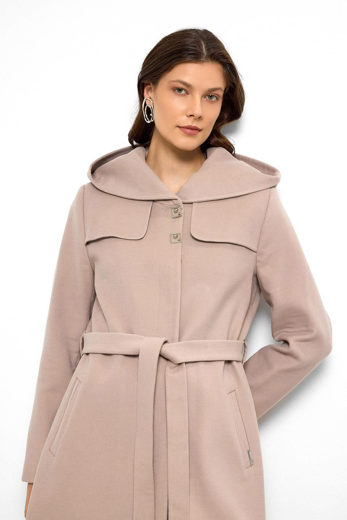 Kapüşonlu Pelerin Detaylı Kaban TAŞ 3109