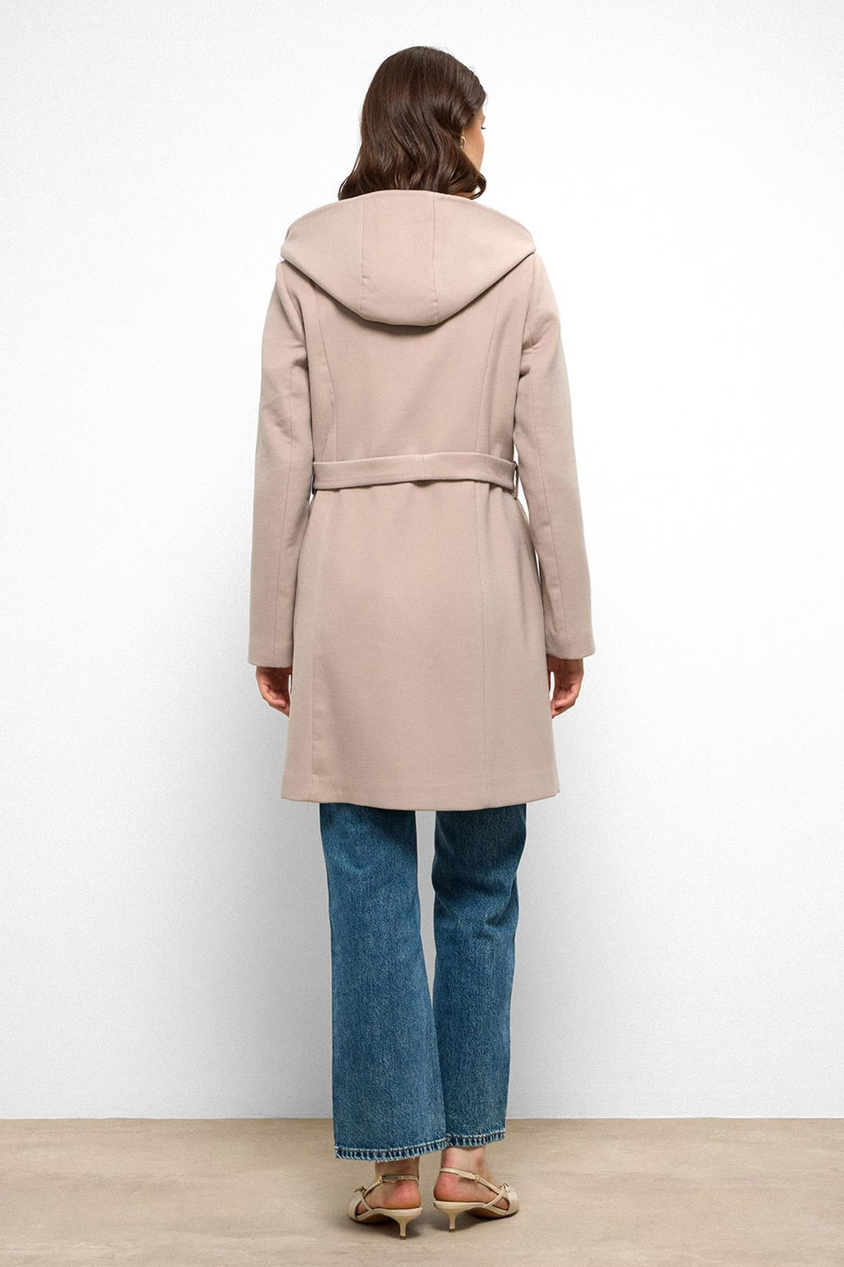 Kapüşonlu Pelerin Detaylı Kaban TAŞ 3109