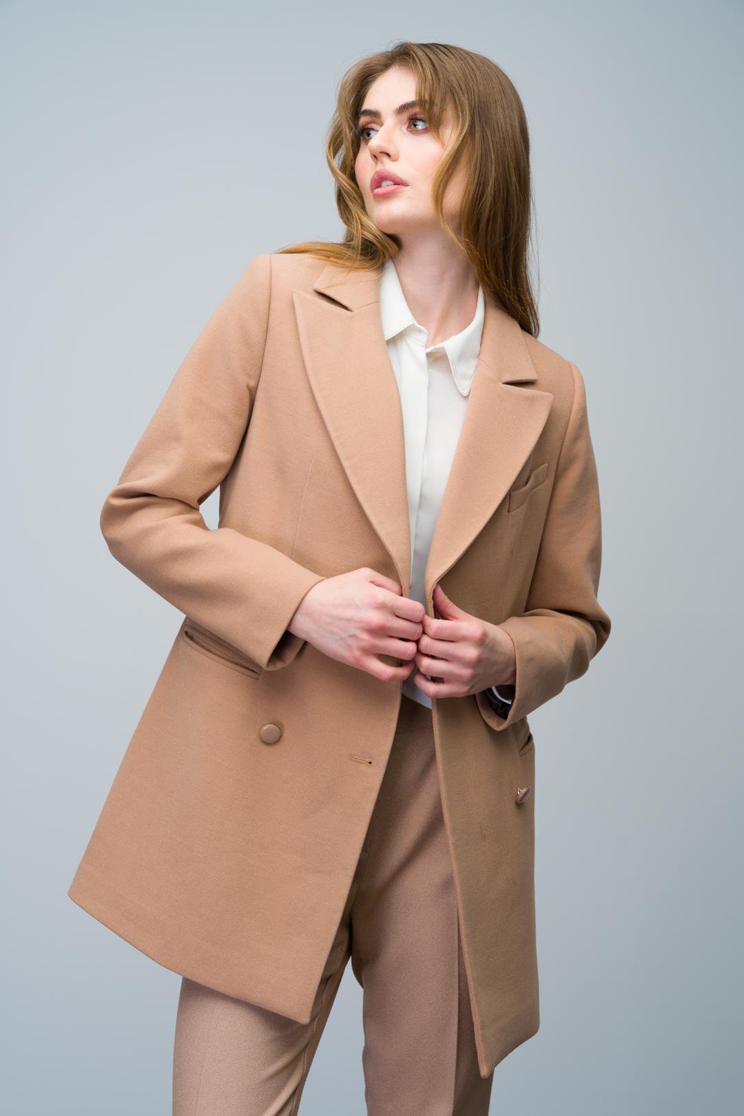 Kemer Detaylı Kruvaze Kısa Kaban KAMEL 3017