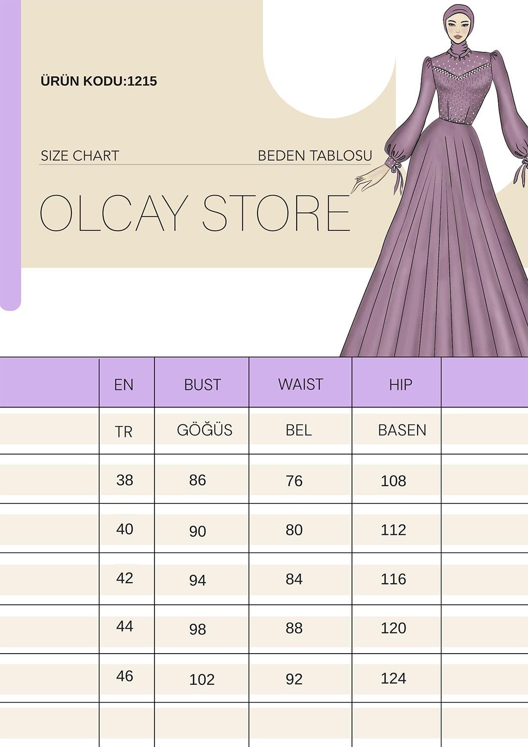 Taffeta Satin Hijab Evening Dress with Stone Embroidered Pleats and Flounce Details on the Armhole CREAM 1215