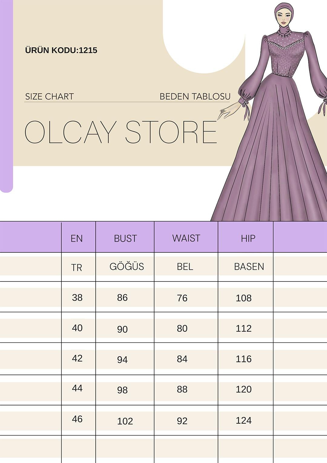 Taffeta Satin Hijab Evening Dress with Stone Embroidered Pleats and Flounce Details on the Armhole OIL GREEN 1215