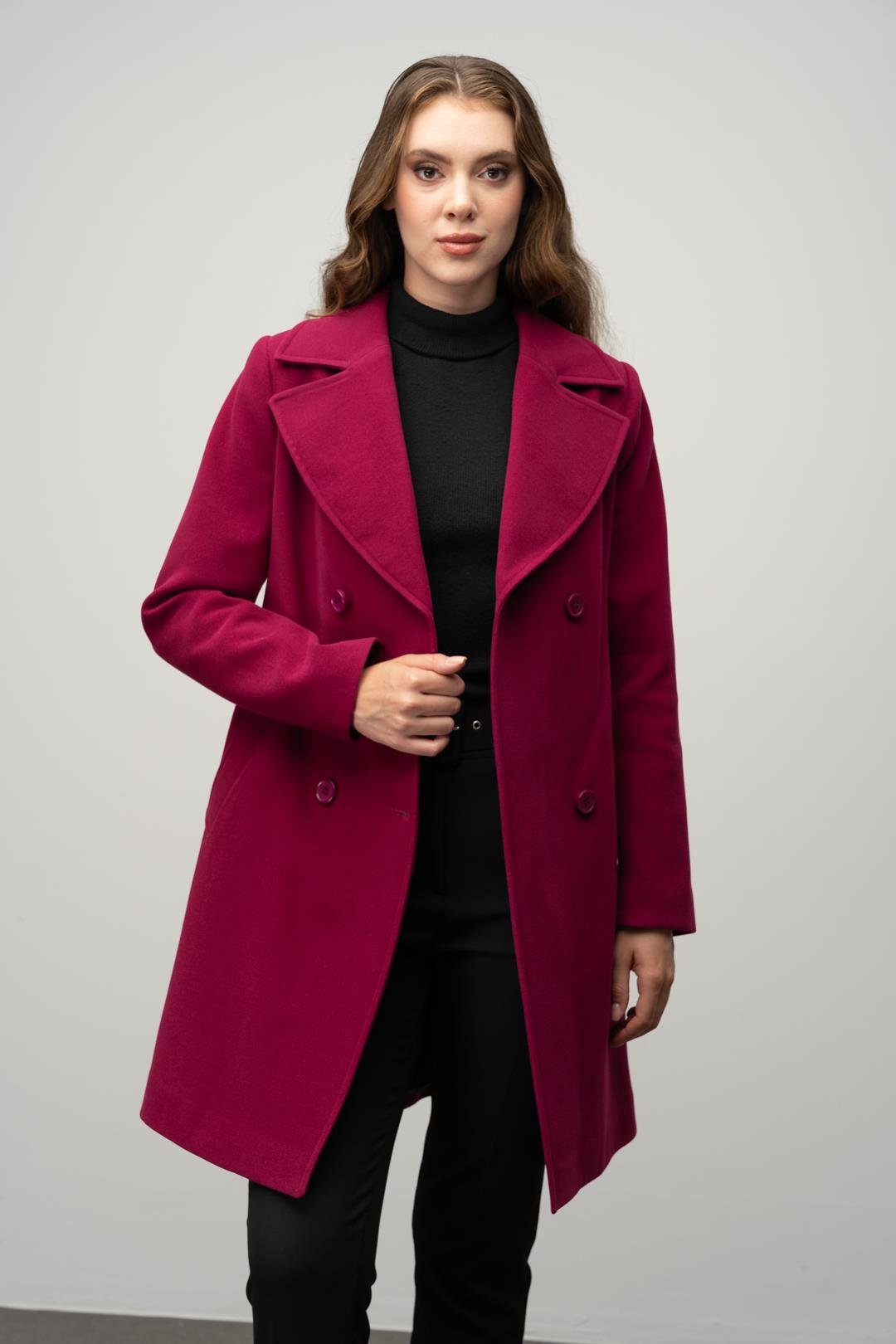 Kruvaze Belden Bağlamalı Kaban FUŞYA 3058