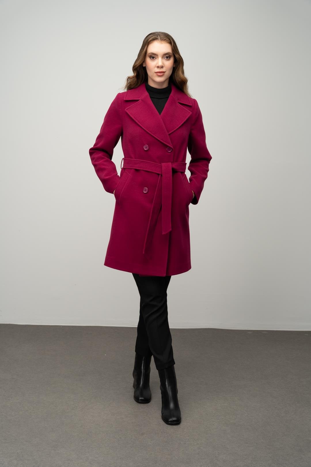 Kruvaze Belden Bağlamalı Kaban FUŞYA 3058