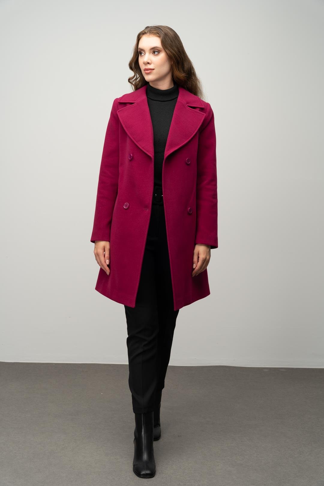 Kruvaze Belden Bağlamalı Kaban FUŞYA 3058