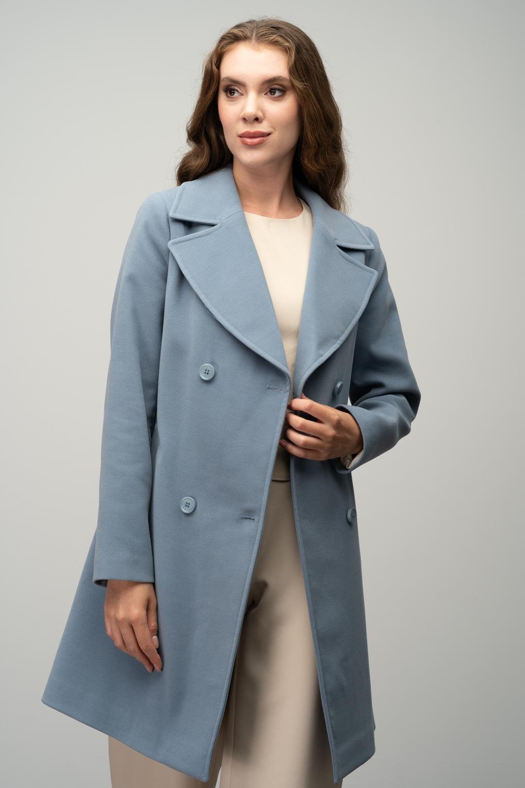 Kruvaze Belden Bağlamalı Kaban MAVİ 3058