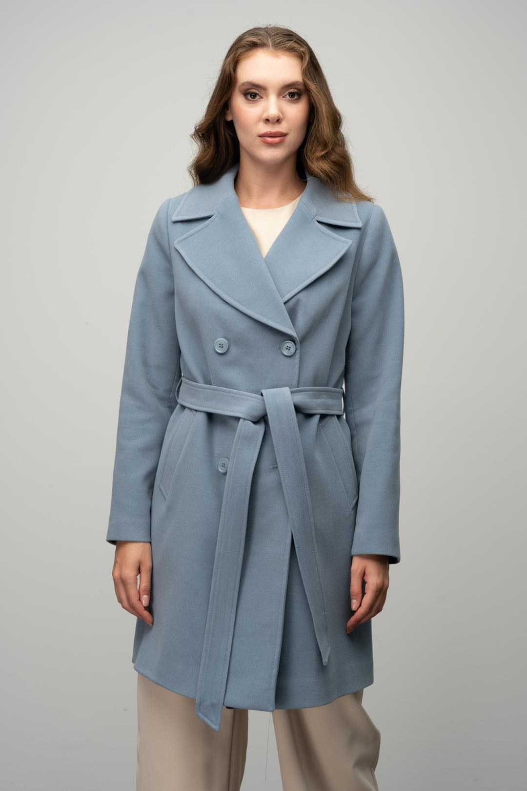 Kruvaze Belden Bağlamalı Kaban MAVİ 3058