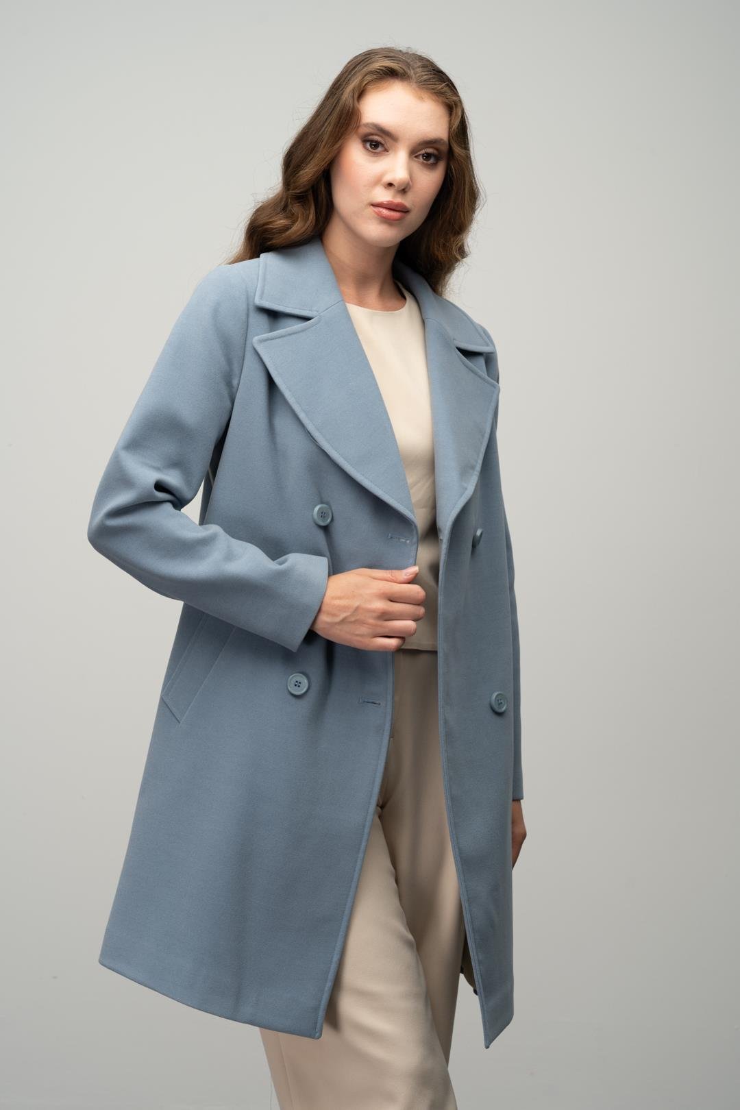 Kruvaze Belden Bağlamalı Kaban MAVİ 3058