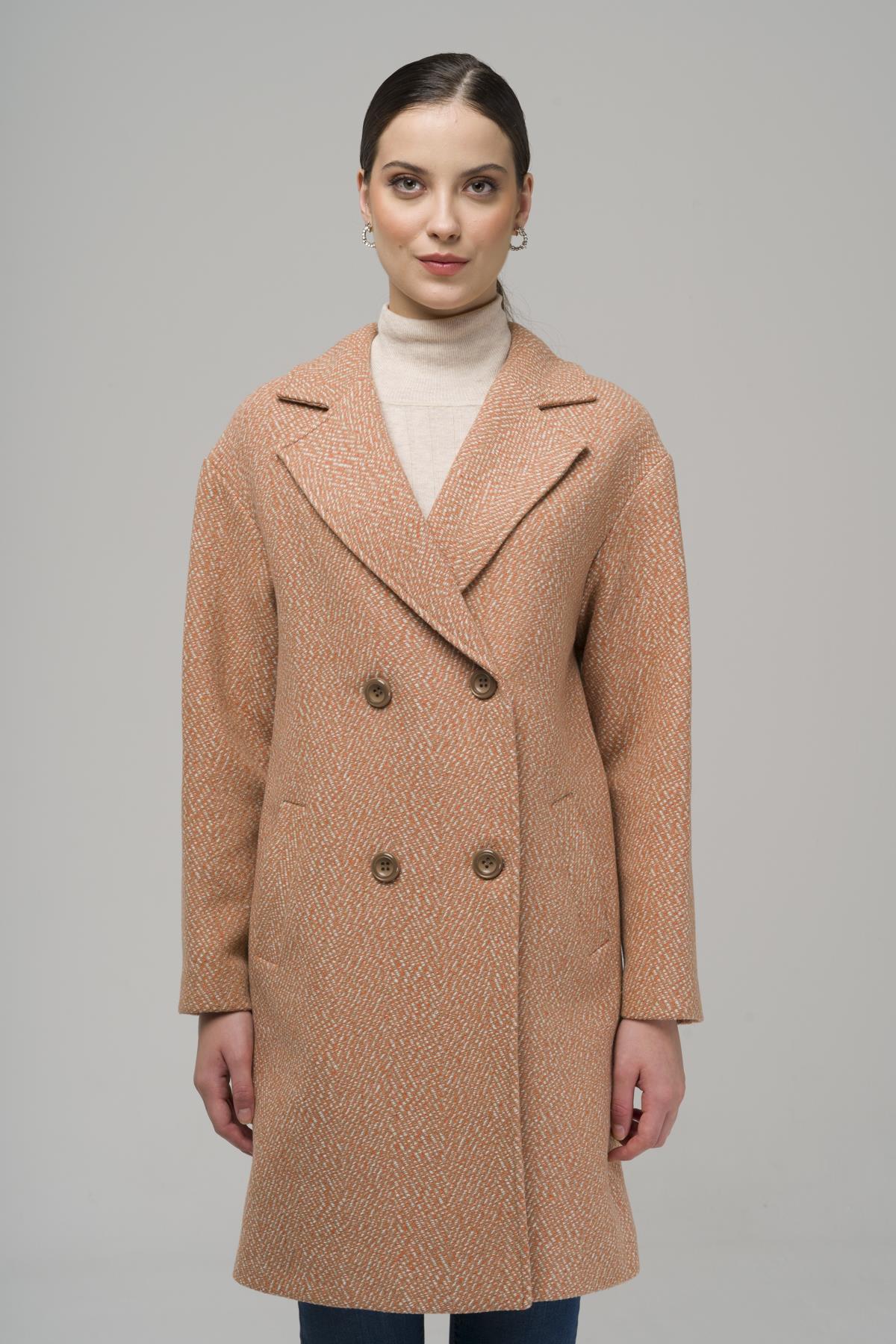 Kruvaze Oversize Balık Sırtı Kaban SOMON 3949