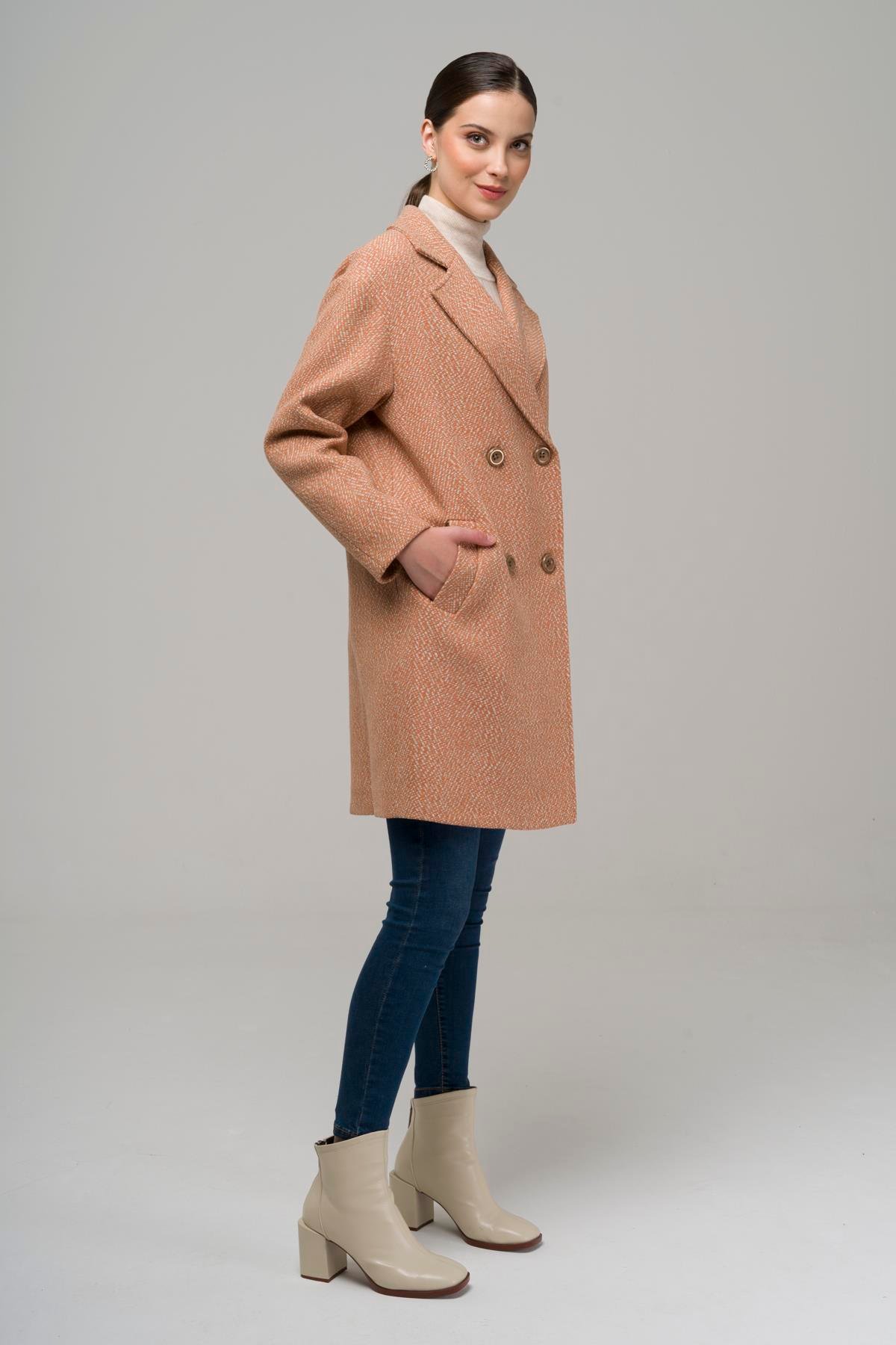 Kruvaze Oversize Balık Sırtı Kaban SOMON 3949