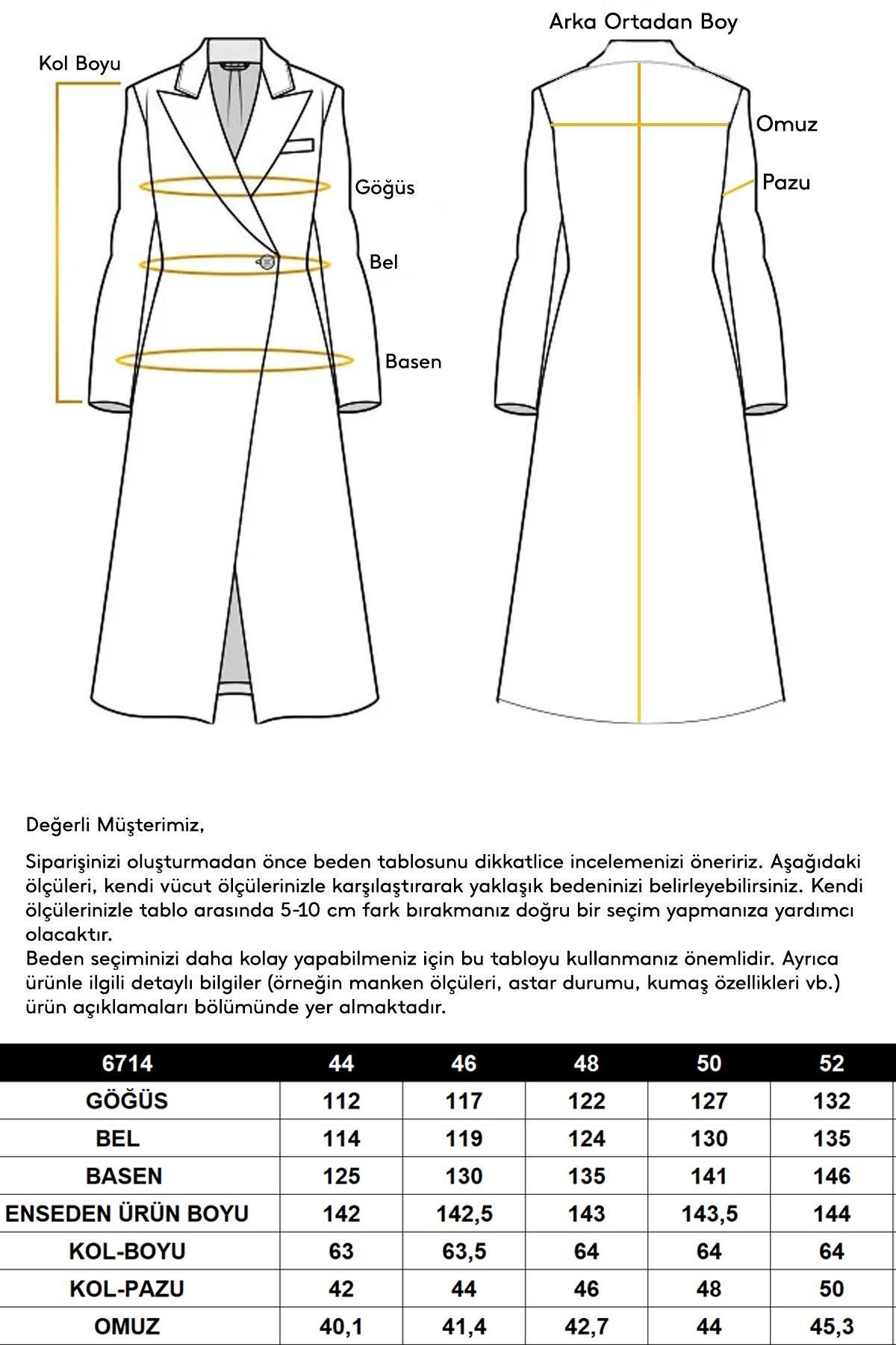 Mendil Yaka Desen ve Taş Detaylı Astarsız Büyük Beden Pardesü İNDİGO 6714
