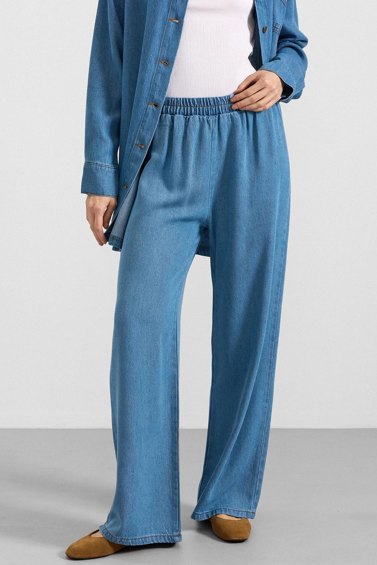 Metal Düğmeli Soft Denim Ceket Pantolon MAVİ 9401-TK