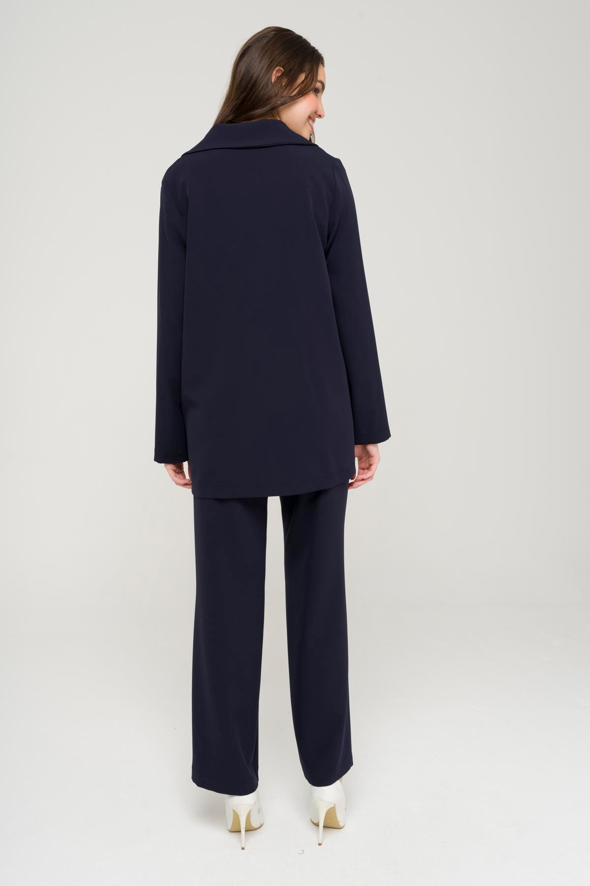 Mono Yaka Rahat Kalıp Astarsız Blazer Ceket LACİVERT 8217