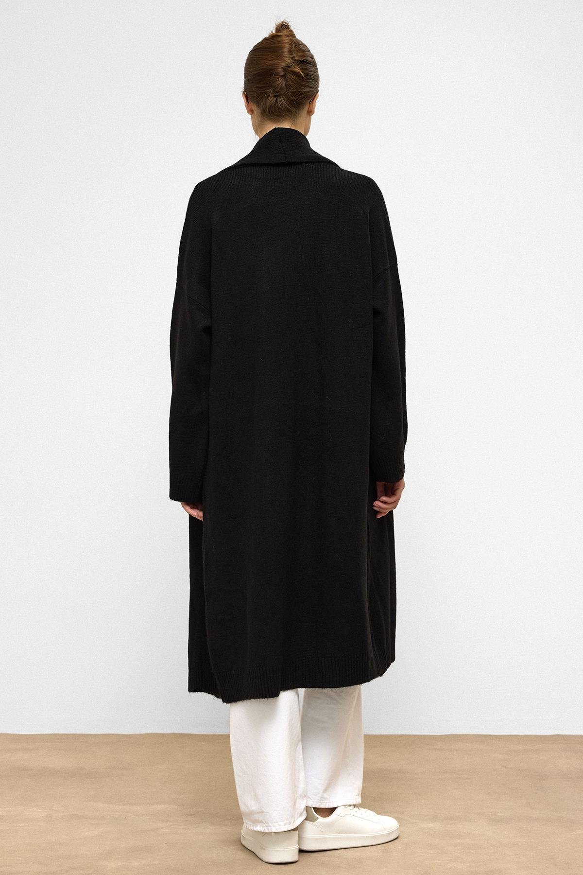 Oversize Uzun Triko Hırka SİYAH 8271