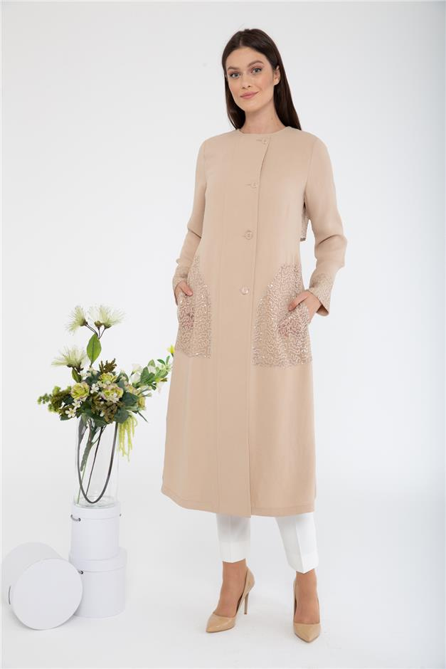 Payetli Tül Garnili Spor Kap BEJ 6051