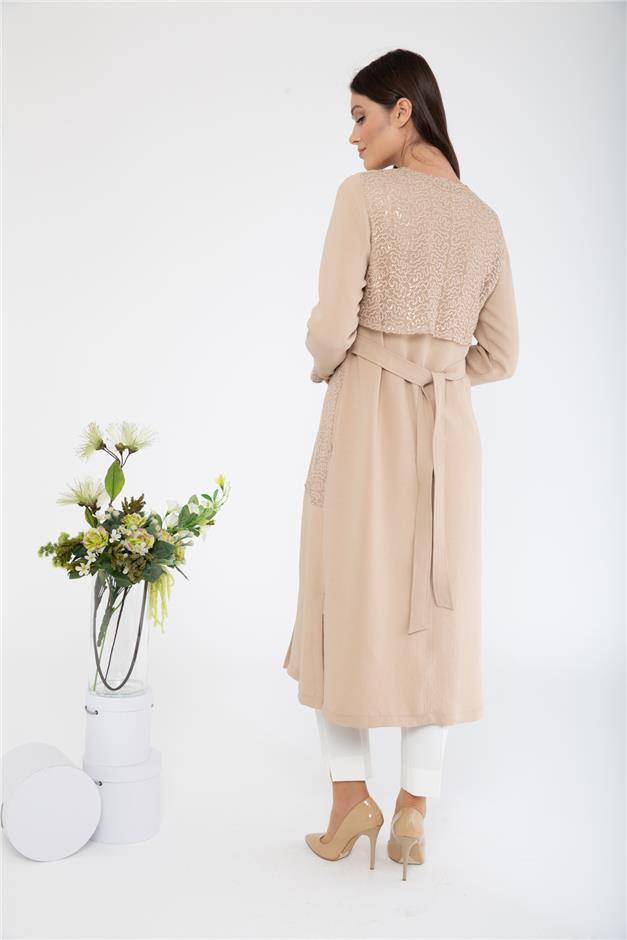 Payetli Tül Garnili Spor Kap BEJ 6051