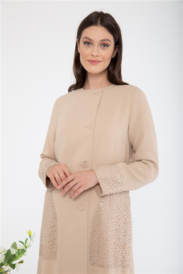 Payetli Tül Garnili Spor Kap BEJ 6051