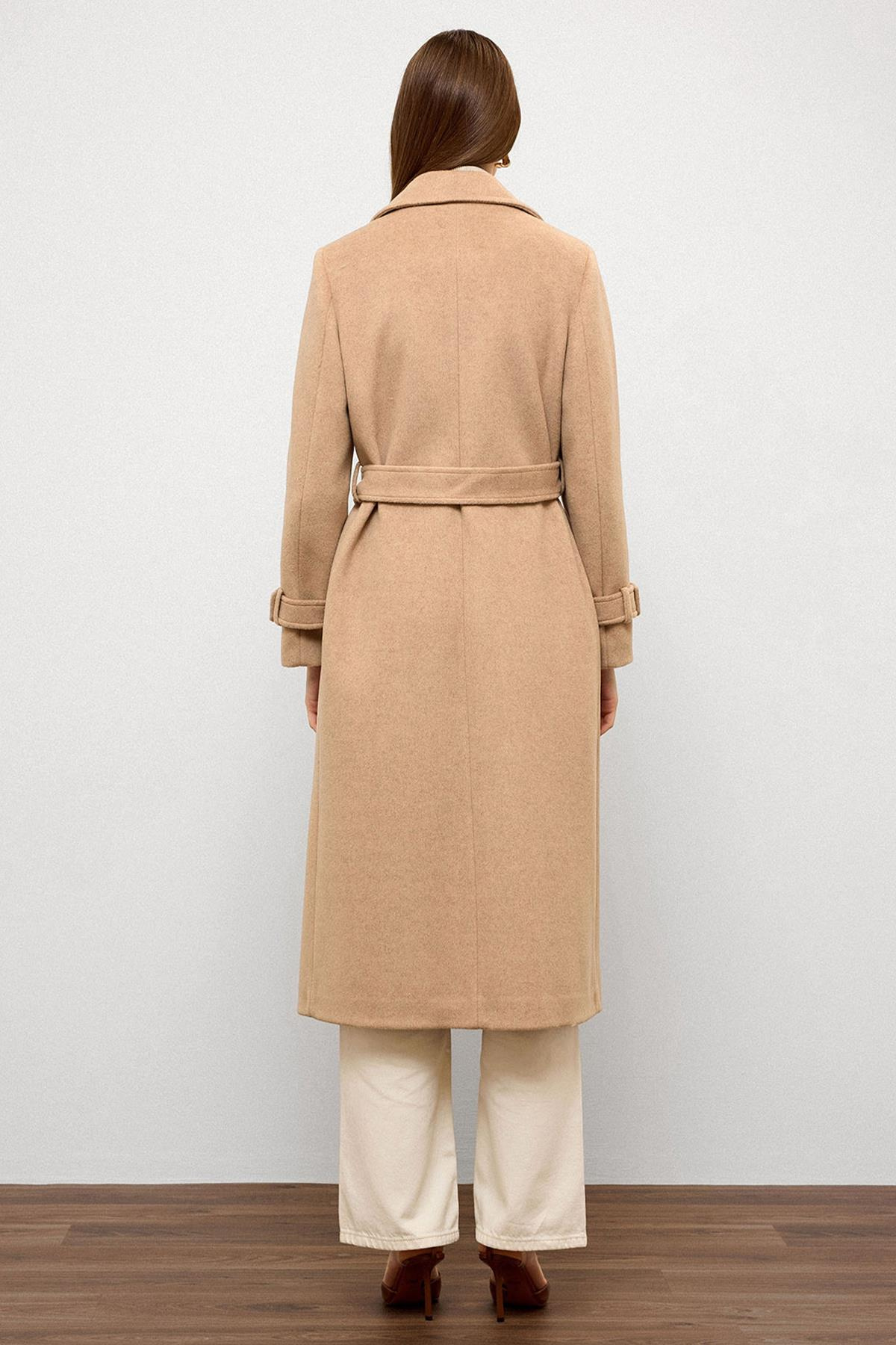 Double-Breasted Coat with Cape Detail BEIGE 3091