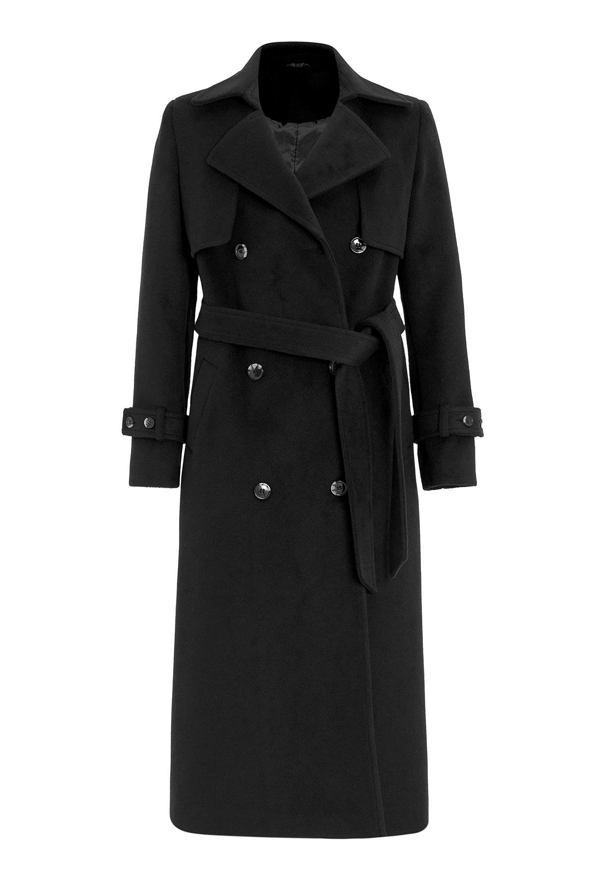 Pelerin Detaylı Kruvaze Kaban SİYAH 3091