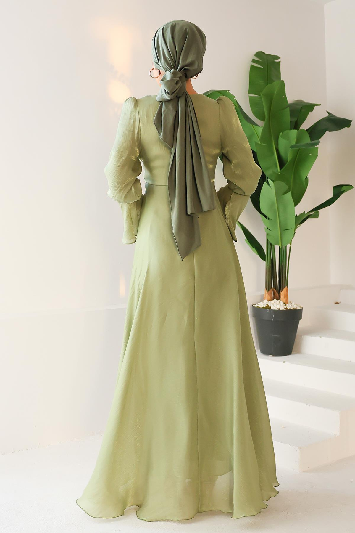 Pelerin Etekli Yoryo İpek Tesettür Abiye Elbise ÇAĞLA 1235