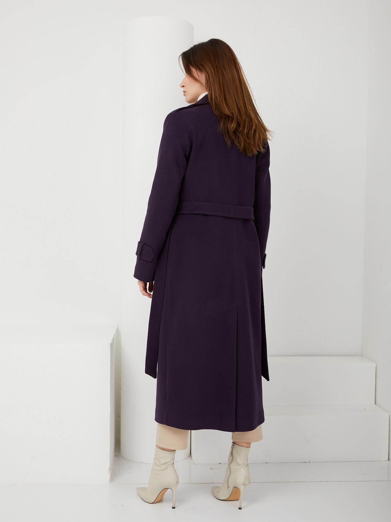 Pelerin ve Apolet Detaylı Çıt Çıt kapamalı Ara Boy Kaban MOR 3771