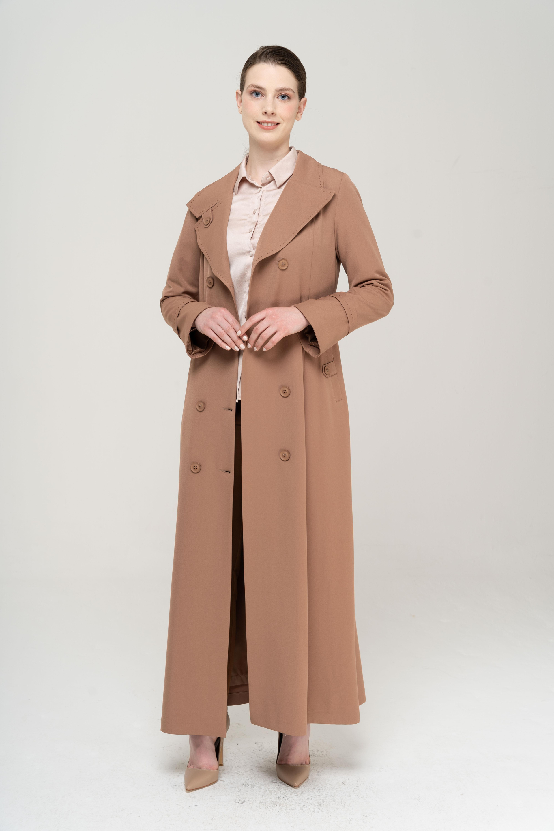 Punto Detaylı Kruvaze Astarlı Pardesü KAMEL 6551