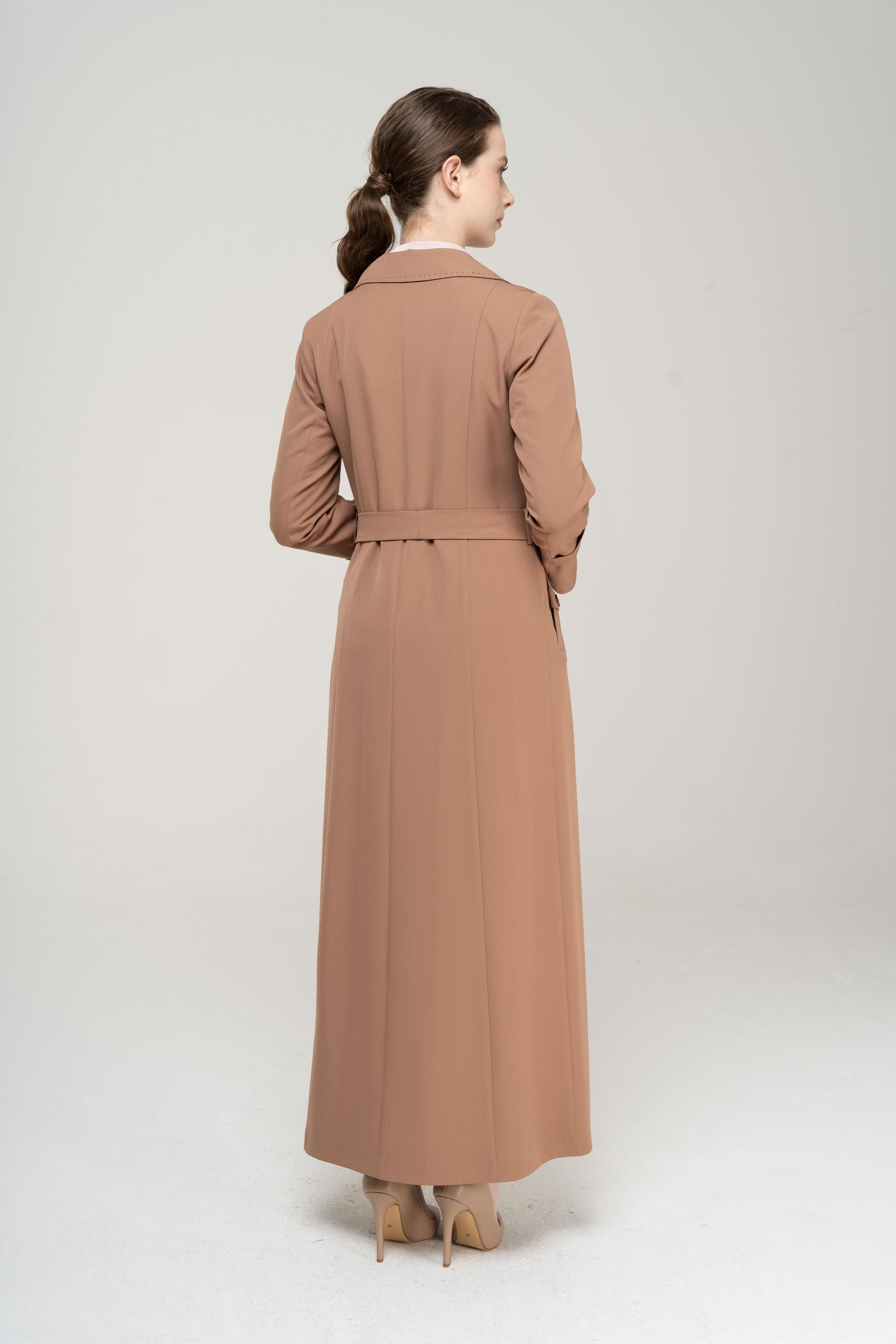 Punto Detaylı Kruvaze Astarlı Pardesü KAMEL 6551