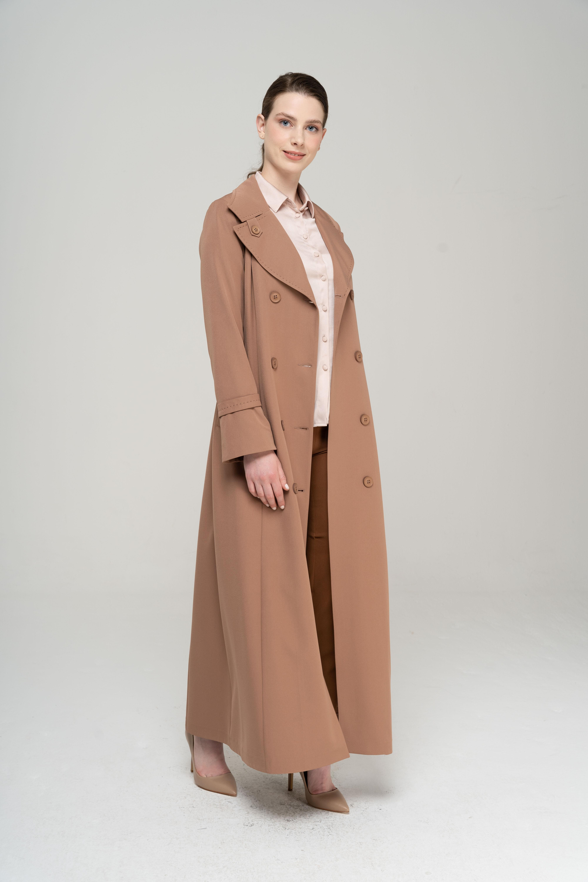 Punto Detaylı Kruvaze Astarlı Pardesü KAMEL 6551