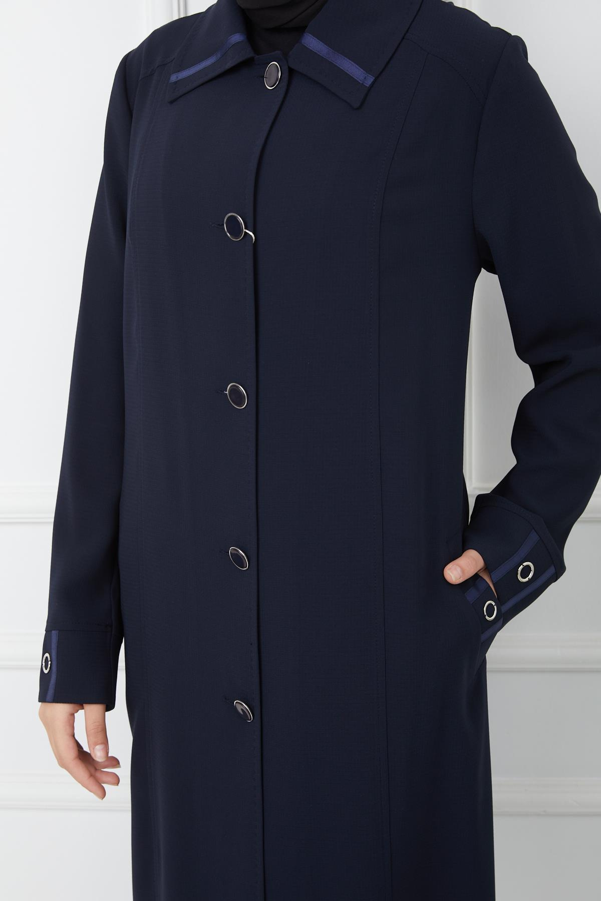 Punto Dikiş Detaylı Astarsız Büyük Beden Kap LACİVERT 6217