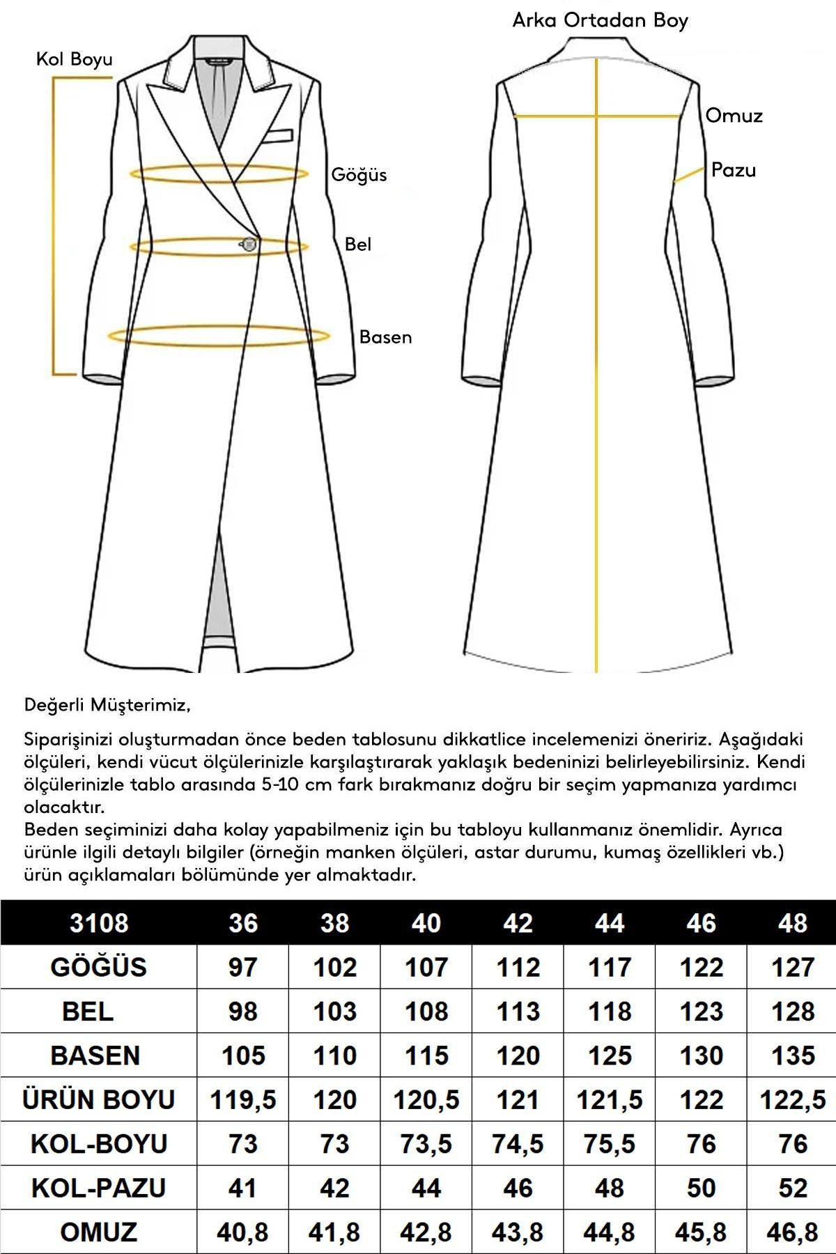 Punto Dikiş Detaylı Oversize Premium Kaban BEJ 3108