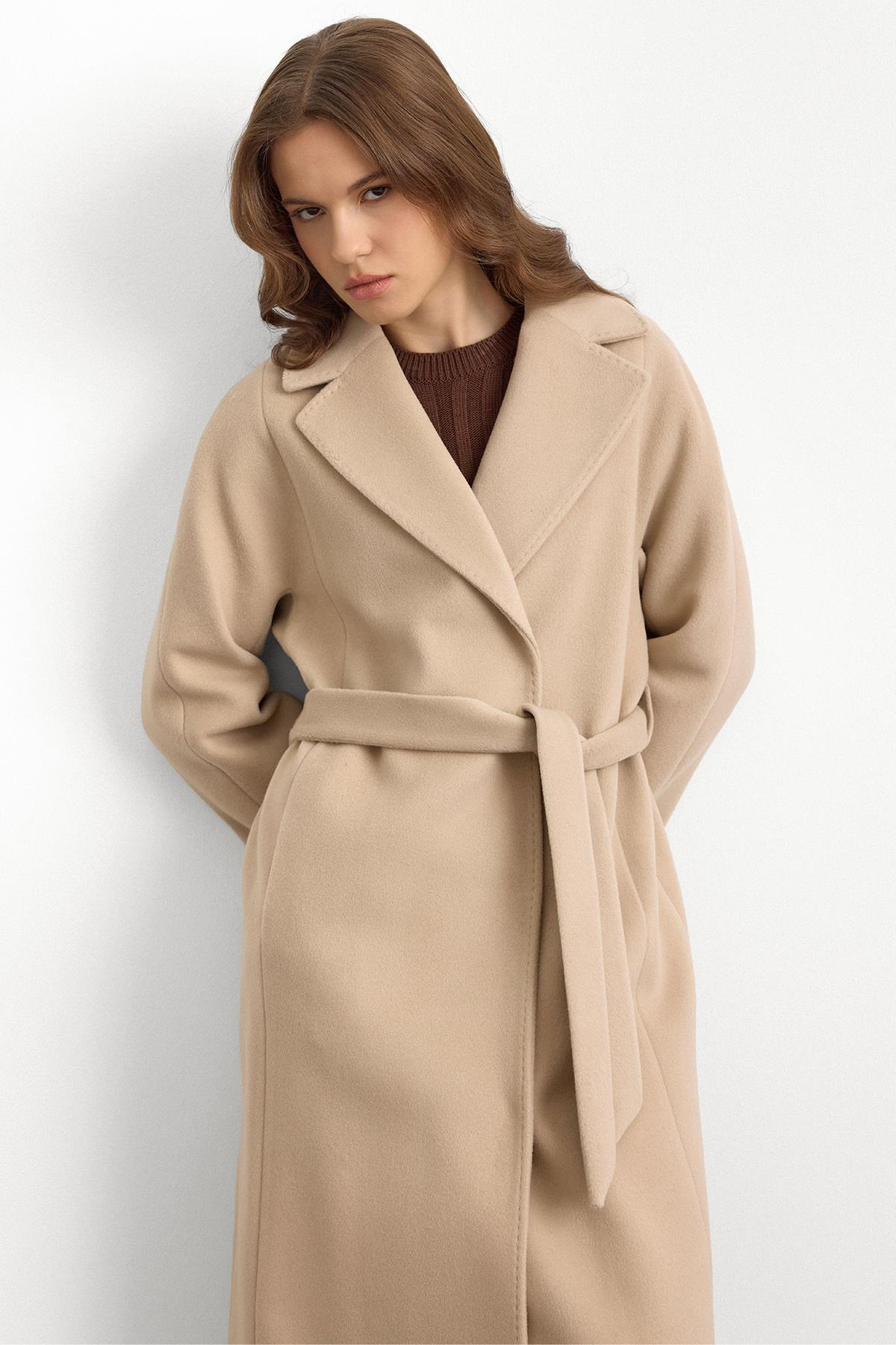 Punto Dikiş Detaylı Oversize Premium Kaban BEJ 3108