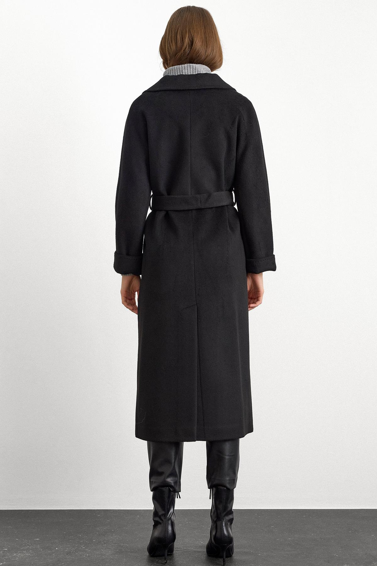 Punto Dikiş Detaylı Oversize Premium Kaban SİYAH 3108