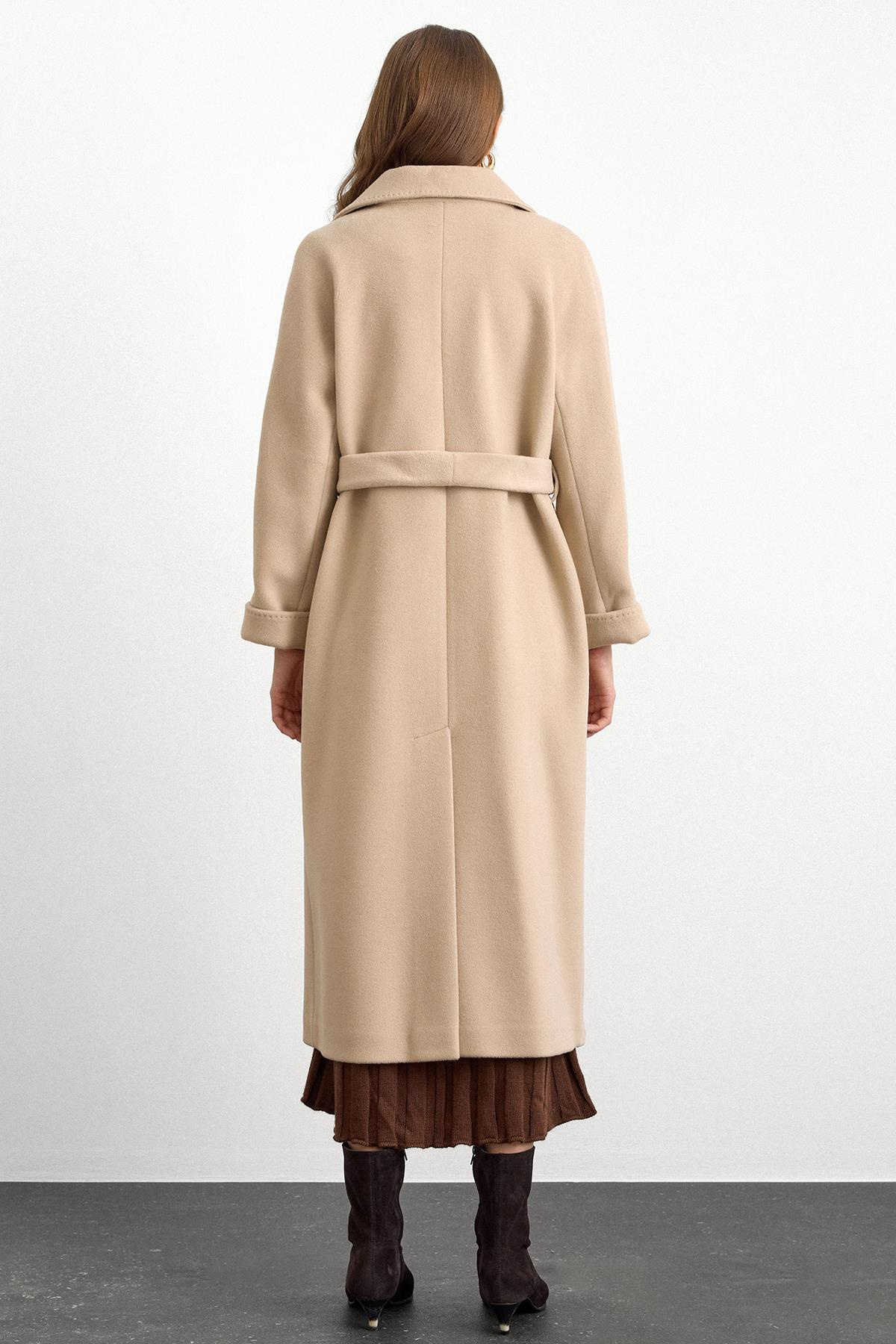 Punto Dikiş Detaylı Oversize Premium Kaban BEJ 3108