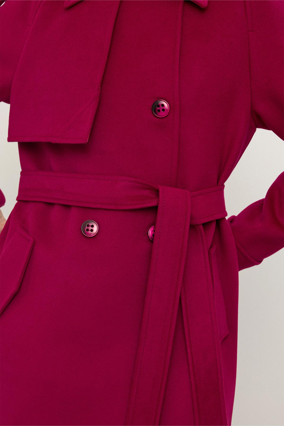 Reglan Kol Apolet ve Pelerin Detaylı Kaşmir Kaban FUŞYA 3131