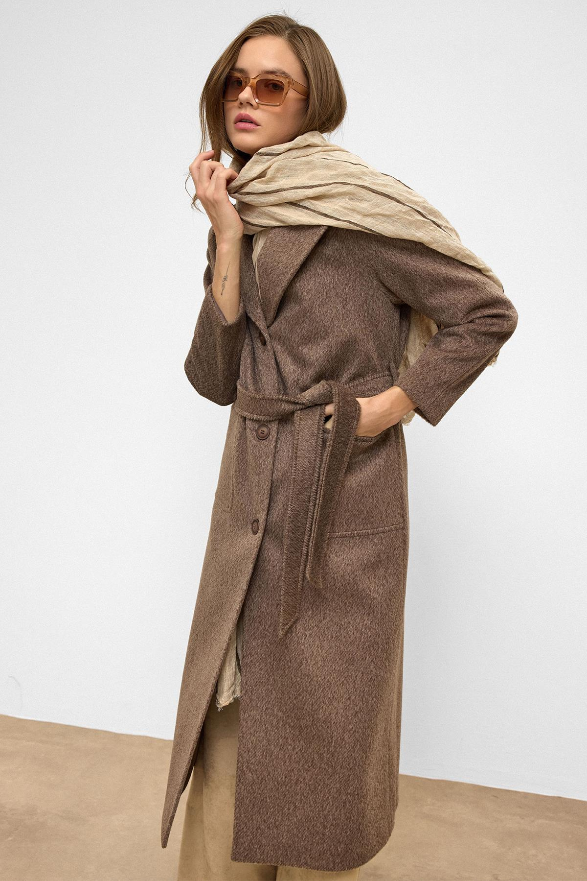 Reglan Kol Belden Bağlamalı Moher Kaban LATTE 3156