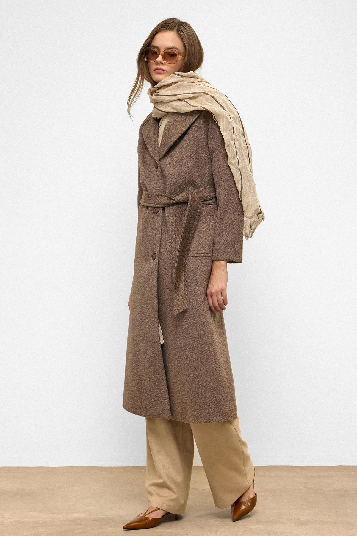 Reglan Kol Belden Bağlamalı Moher Kaban LATTE 3156