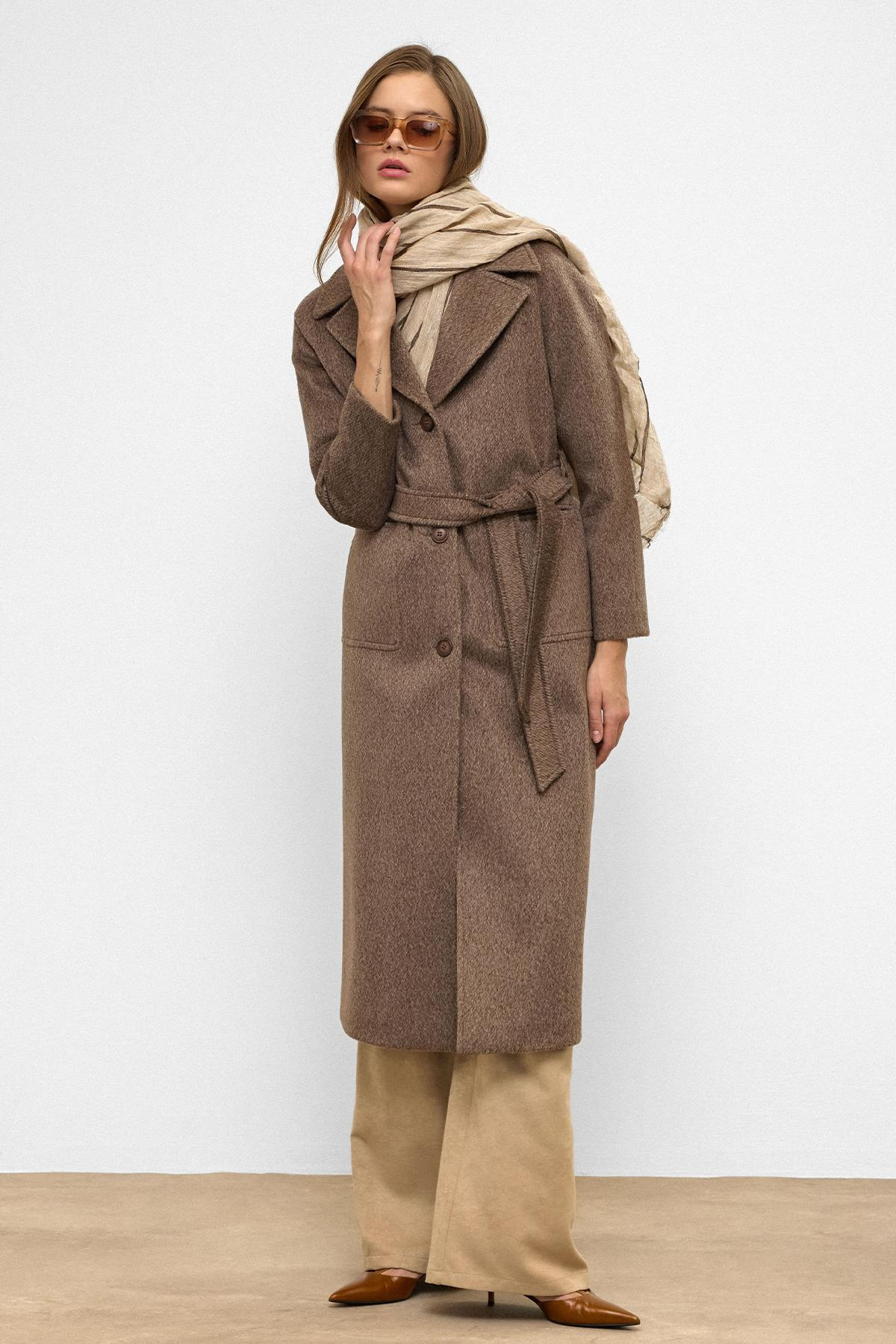 Reglan Kol Belden Bağlamalı Moher Kaban LATTE 3156